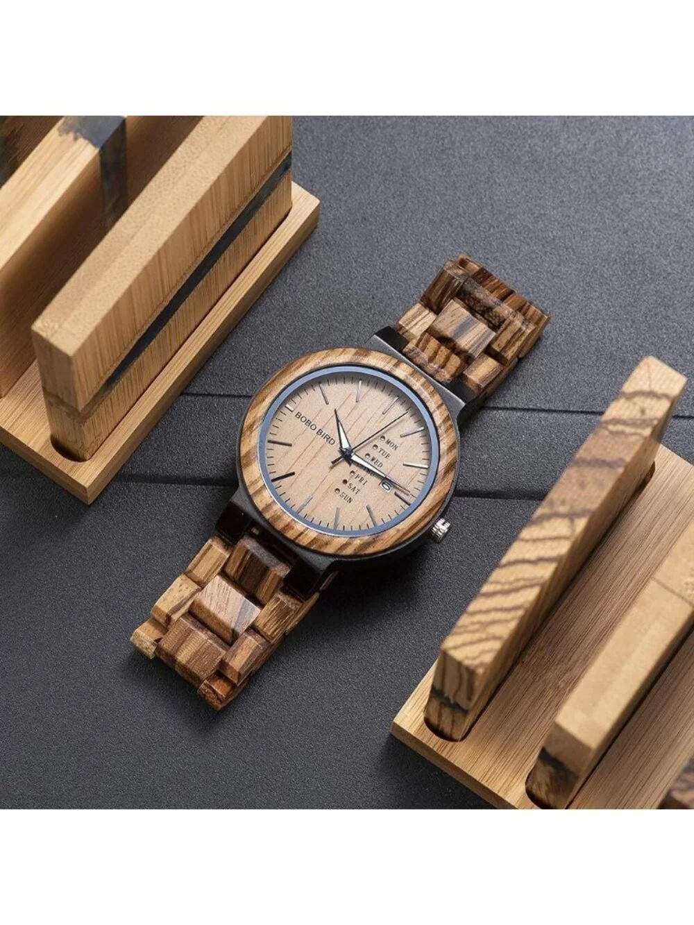Men's Brown Multi-Functional Quartz Lightweight Handmade Wrist Wooden Watch